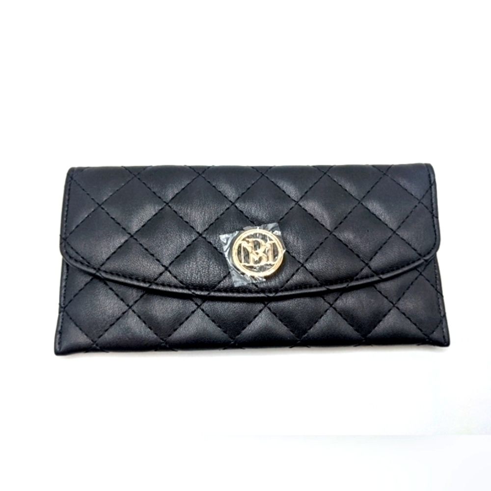 Badgley Mischka Black Quilted Slim Wallet NWT